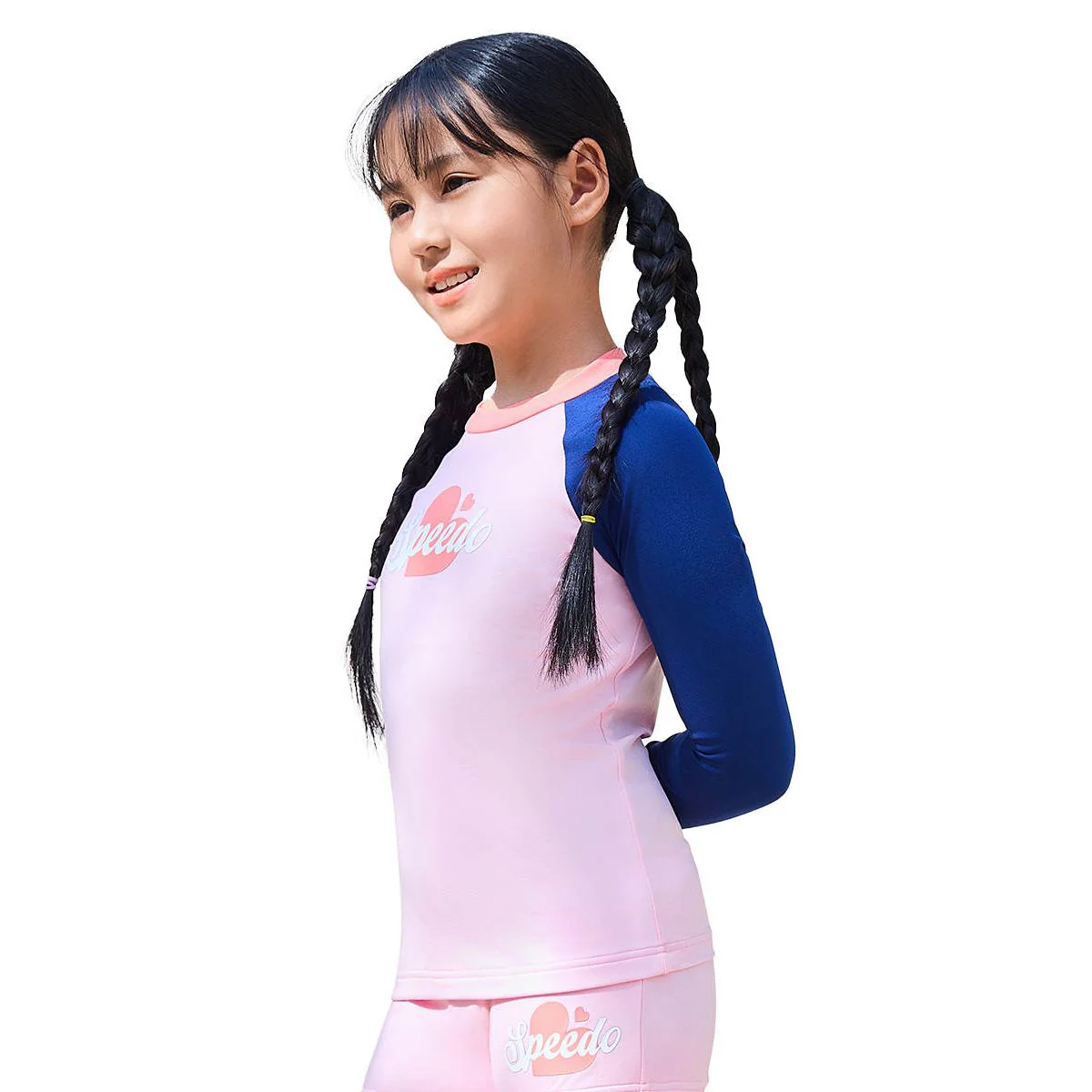 SPEEDO Heart Cerulean Long Sleeve Girls Rashguard - Blue - 11-12 YEARS