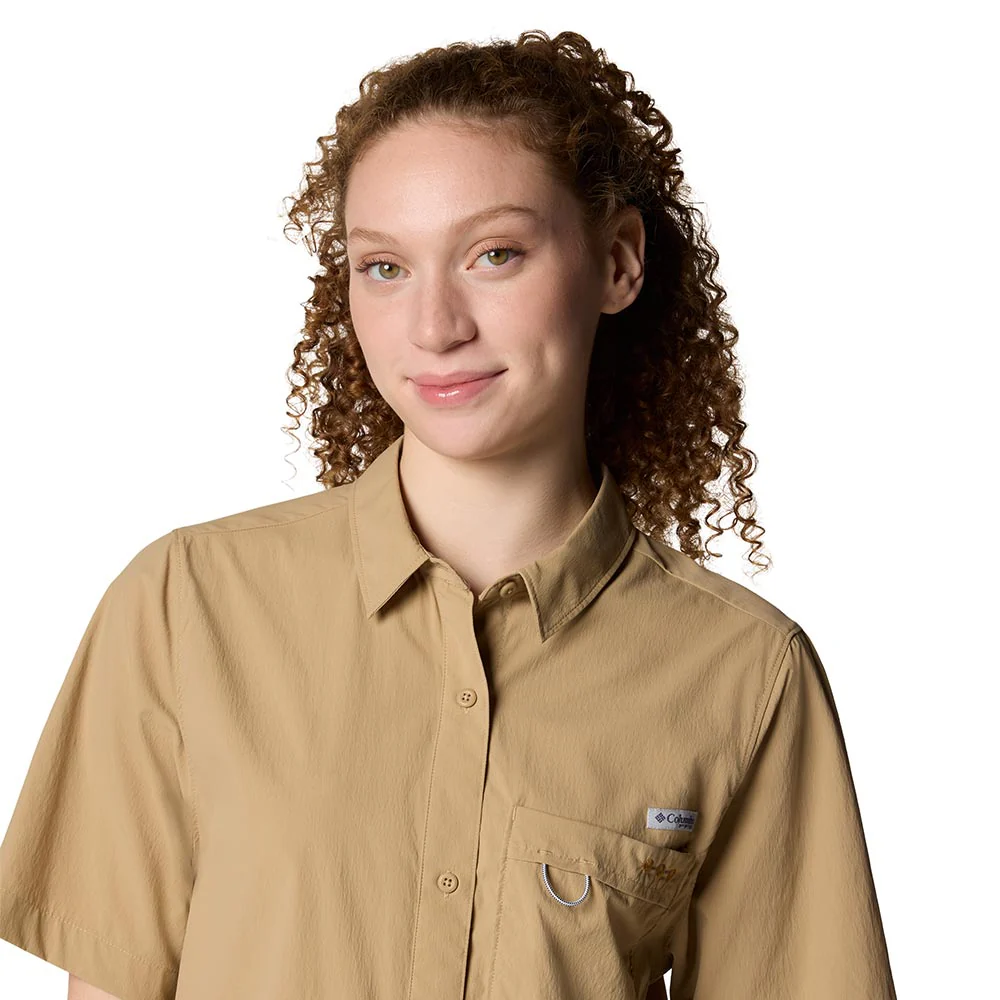 COLUMBIA PFG Wild Cast™ Short Sleeve Women's Shirt - Brown - L (US SIZE)