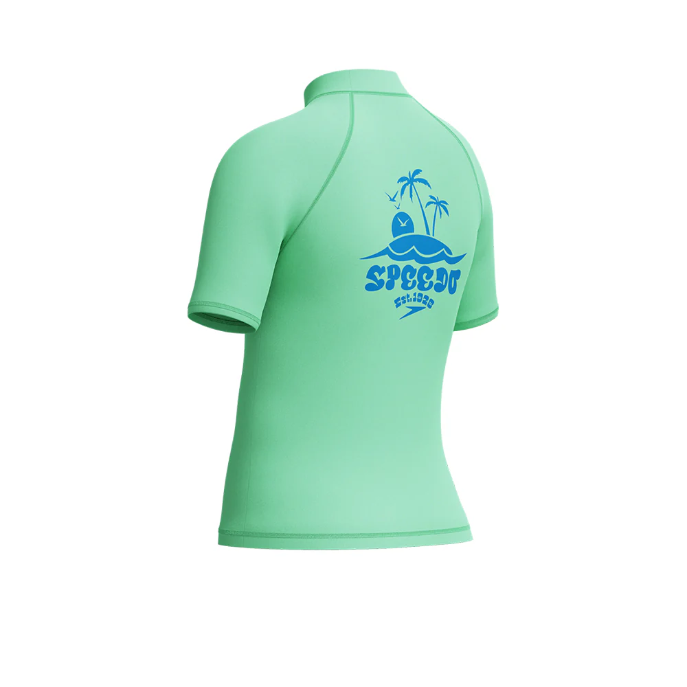 SPEEDO Short Sleeve Boys Rashguard - Green - 11-12 YEARS