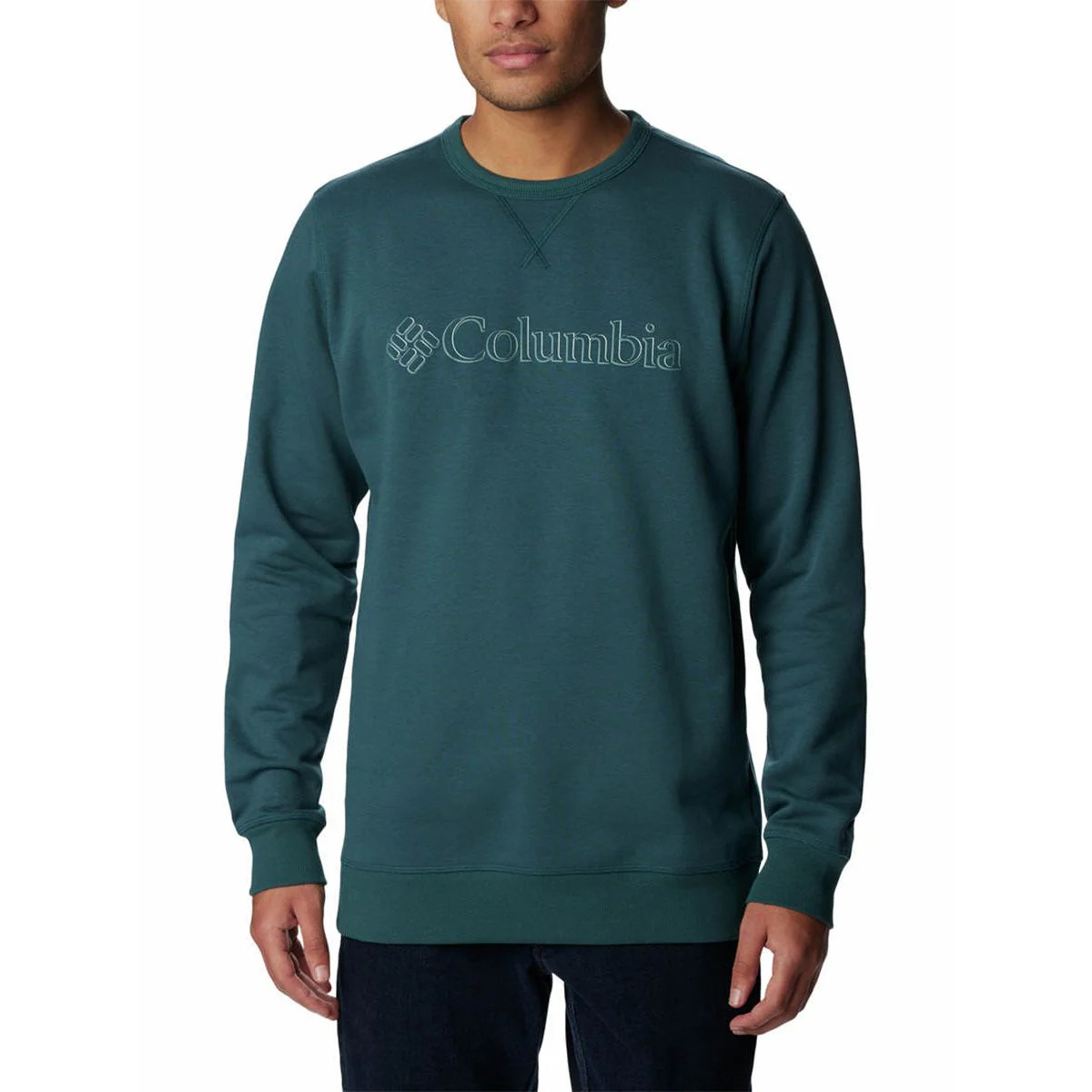 COLUMBIA Logo Fleece Crew Men's Sweatshirt - Green - L (US SIZE)