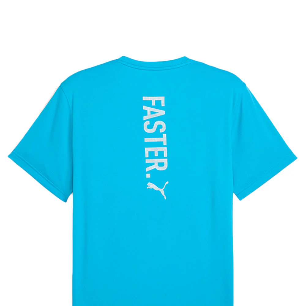 PUMA Graphics Running Faster Men's Running T-Shirt - Blue - L (UK SIZE)