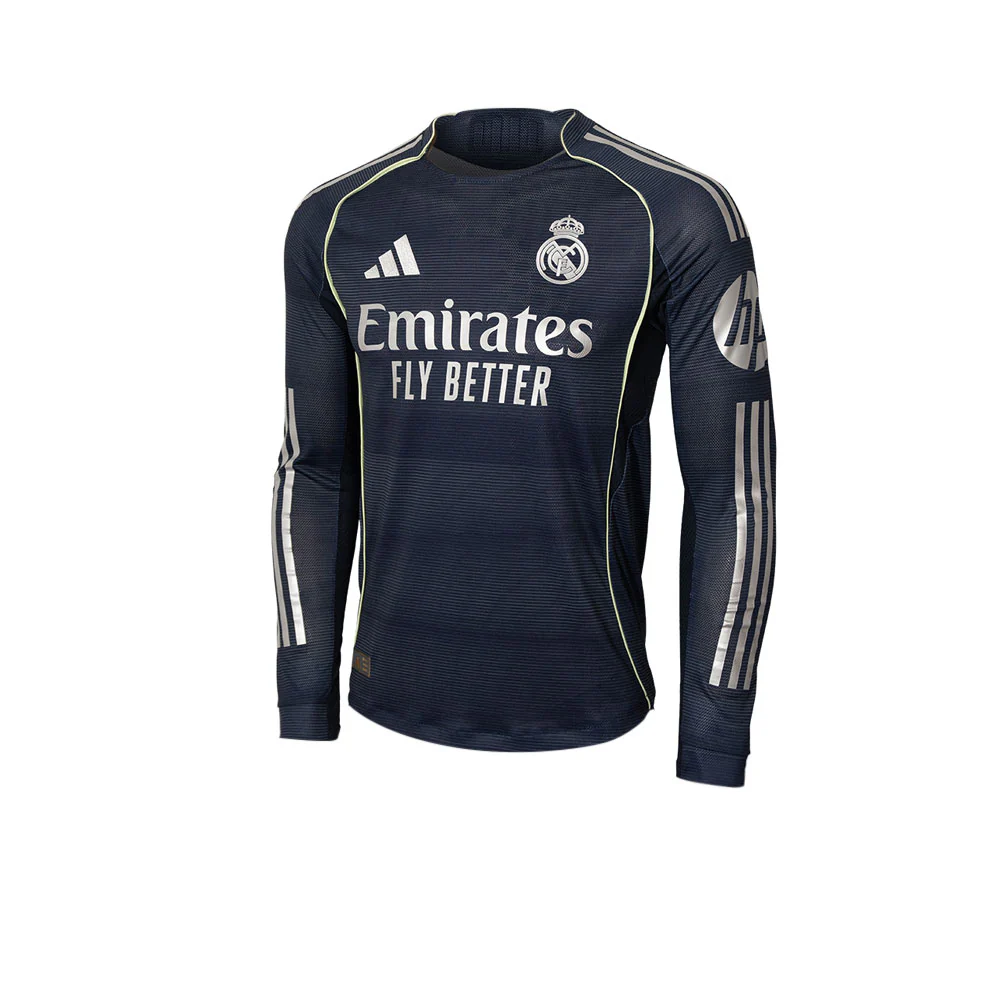 ADIDAS Men's Real Madrid Away Authentic 2025/26 Long Sleeve Jersey - Blue - 2XL (UK SIZE)