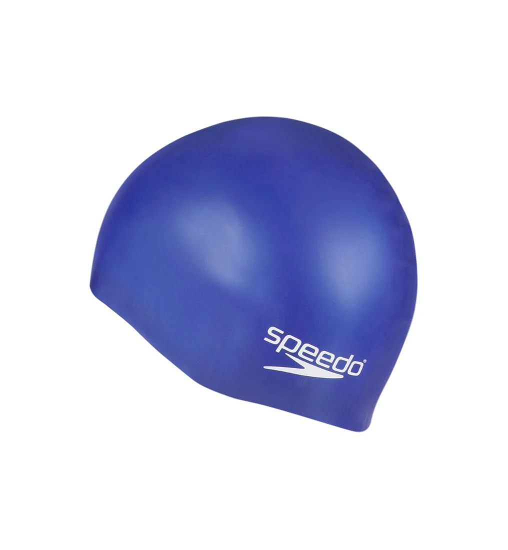 SPEEDO Junior Plain Moulded Silicone Kids Swim Cap - Blue - ONE SIZE