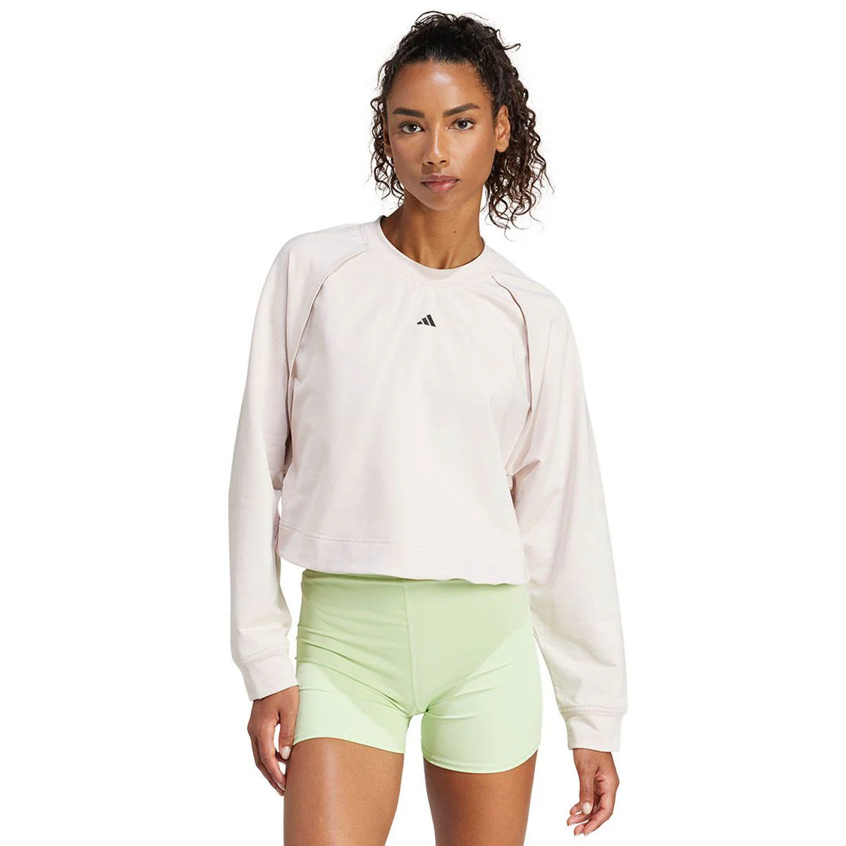 ADIDAS Power Hidden Racerback Overlay Cover Up Women's Sweatshirt - Cream - L (ASIAN SIZE)