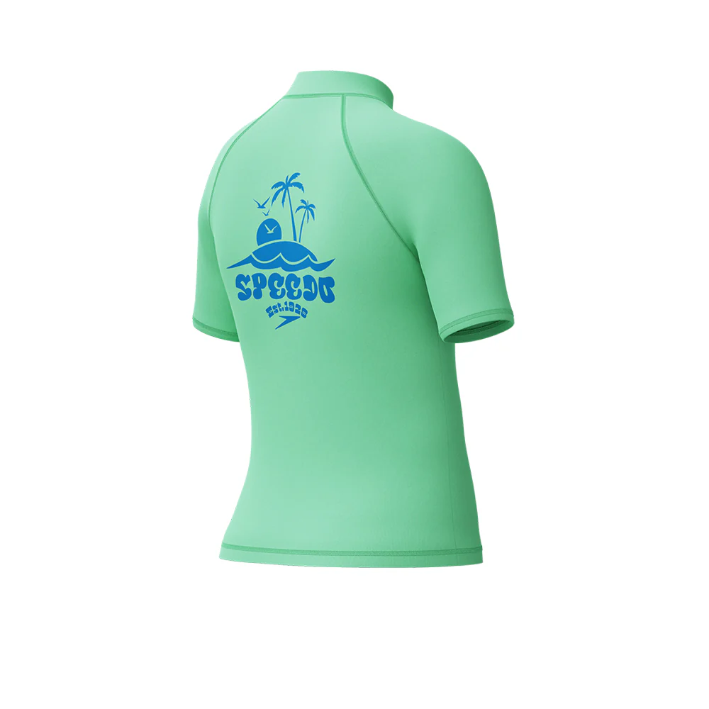 SPEEDO Short Sleeve Boys Rashguard - Green - 11-12 YEARS