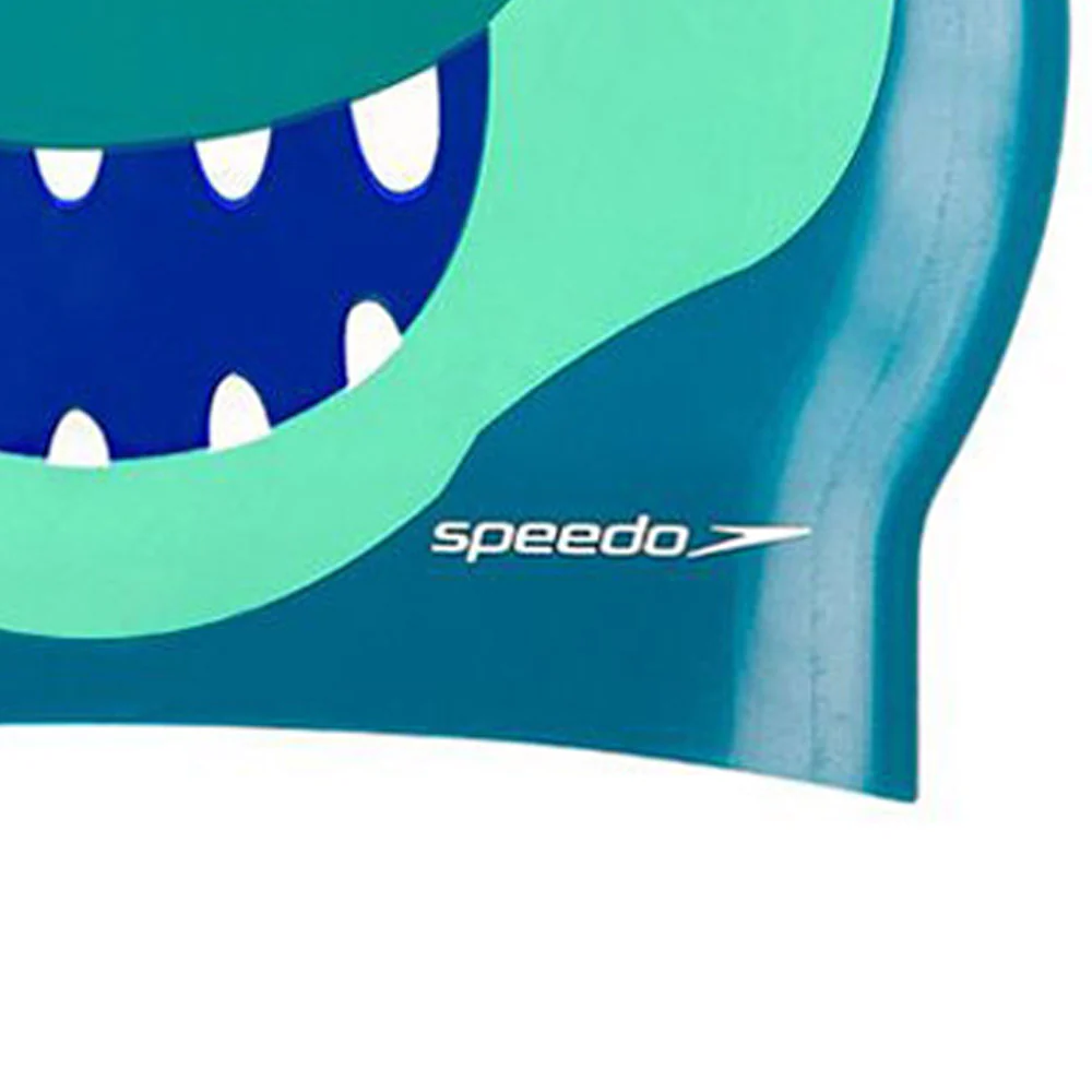 SPEEDO Junior Croc Printed Character Kids Swim Cap - Green - ONE SIZE