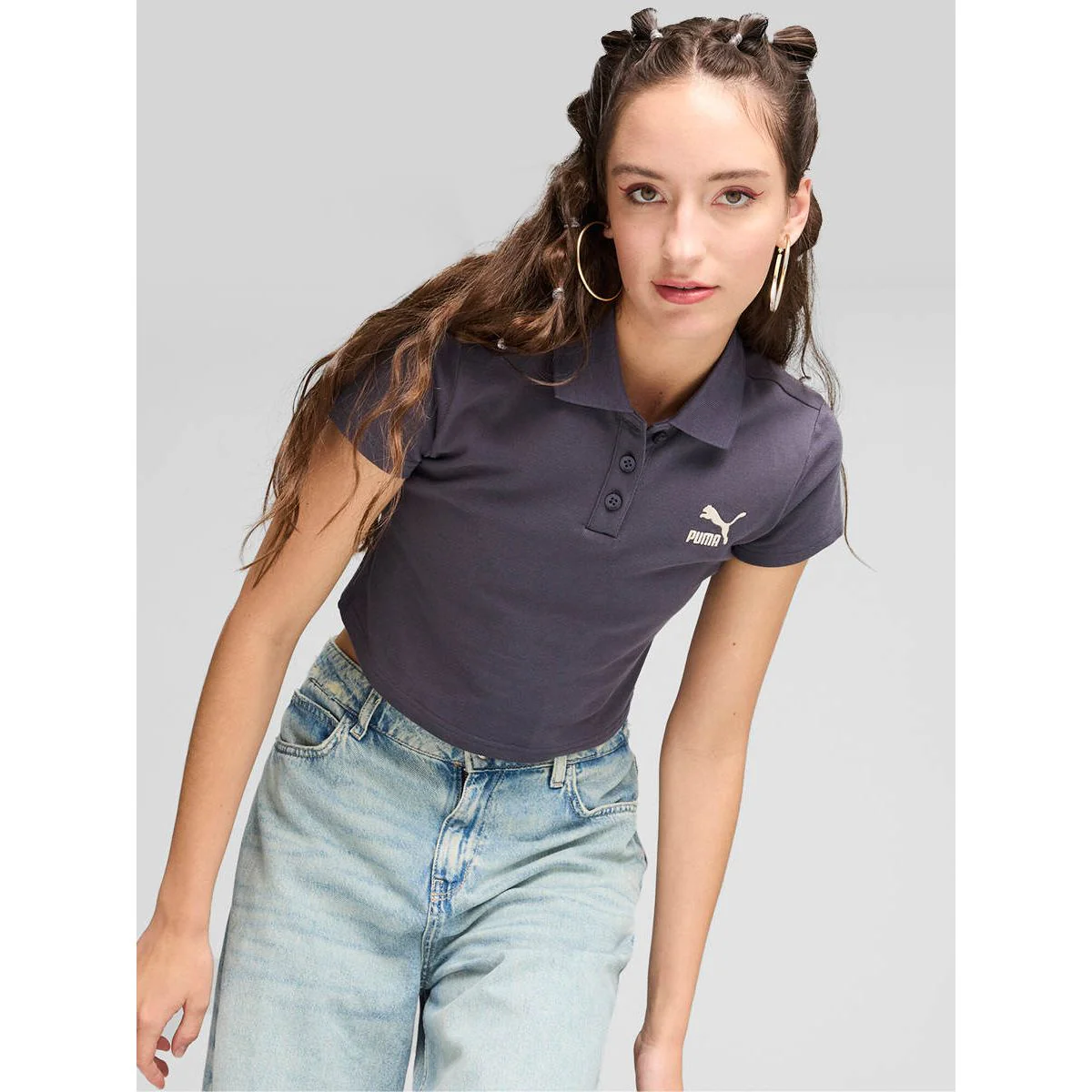 PUMA Classics Baby Tee Women's Polo Shirt - Black - L (UK SIZE)