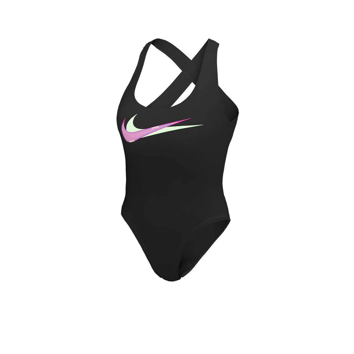 NIKE Multi Logo Crossback One Piece Women's Swimsuit - Black - L (US SIZE)