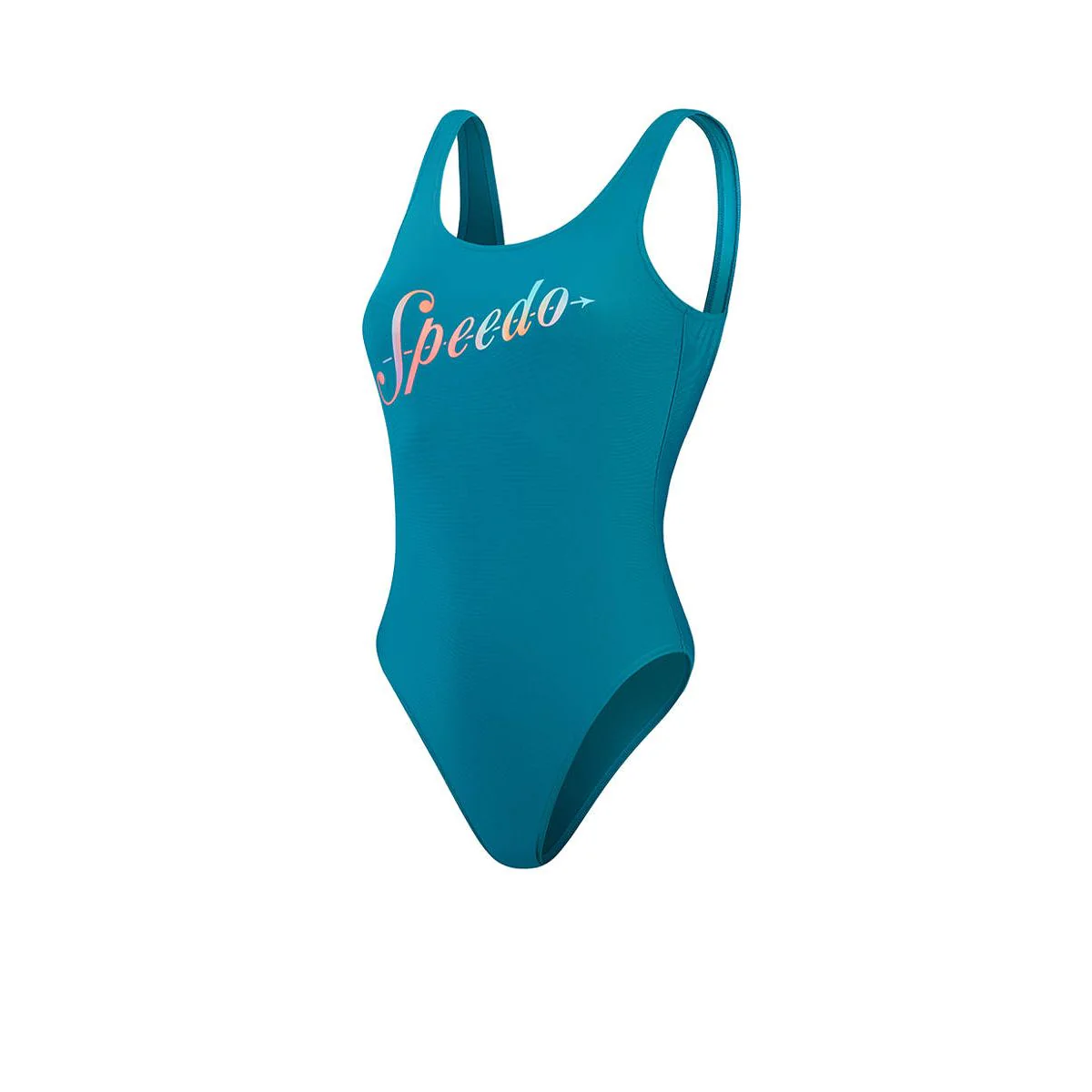 SPEEDO Printed Logo Deep U Back One Piece Women's Swimsuit - Blue - UK 32