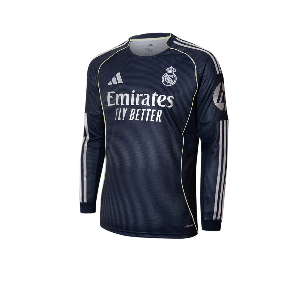 ADIDAS Men's Real Madrid Away 2025/26 Long Sleeve Jersey - Blue - L (UK SIZE)