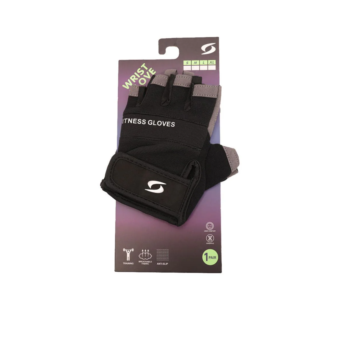 S SPORTS Fitness Men's Training Gloves - Black - L (US SIZE)