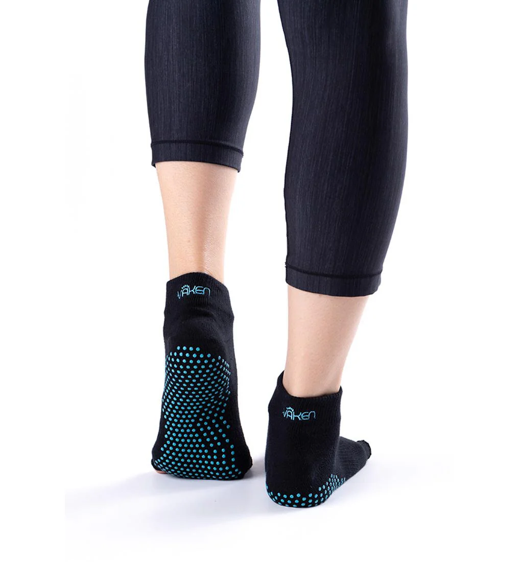 VAKEN Grip Half Toe Unisex Training Socks - Black - M/L
