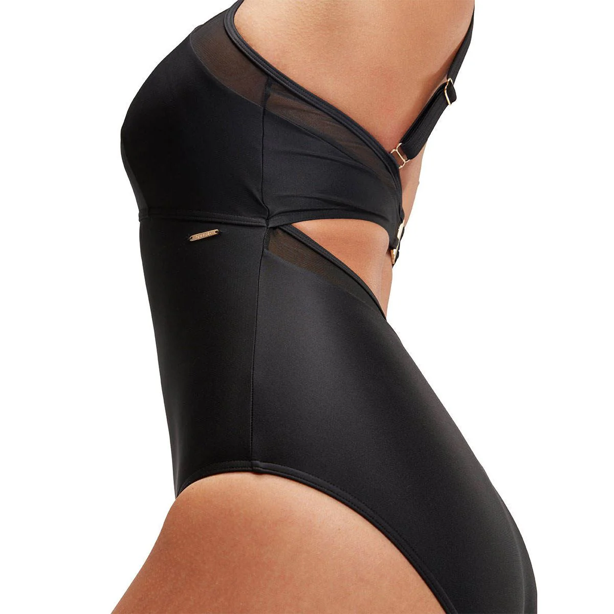 SPEEDO Shaping Mesh Detail One Piece Women's Swimsuit - Black - 34 INCHES