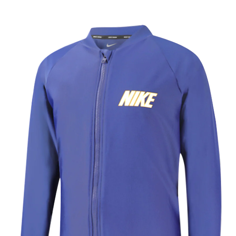NIKE Long-Sleeve Zip Hydroguard Boys Rashguard - Blue - L (US SIZE)
